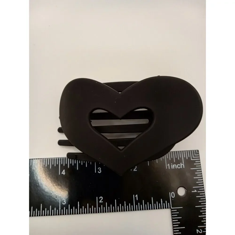 Black Heart Shaped Hair Clip Claw Flat 0908 0909